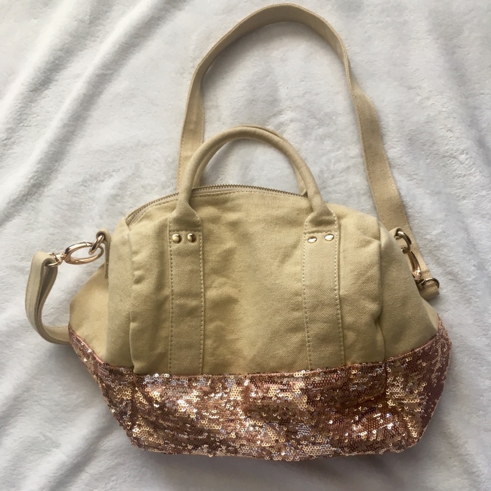 Deux Lux rose gold sequined purse